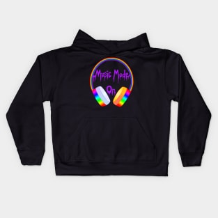 Music Mode On Rainbow Headphones Kids Hoodie